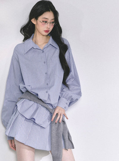 Plaid Long Shirt/Short Skirt DIA0555