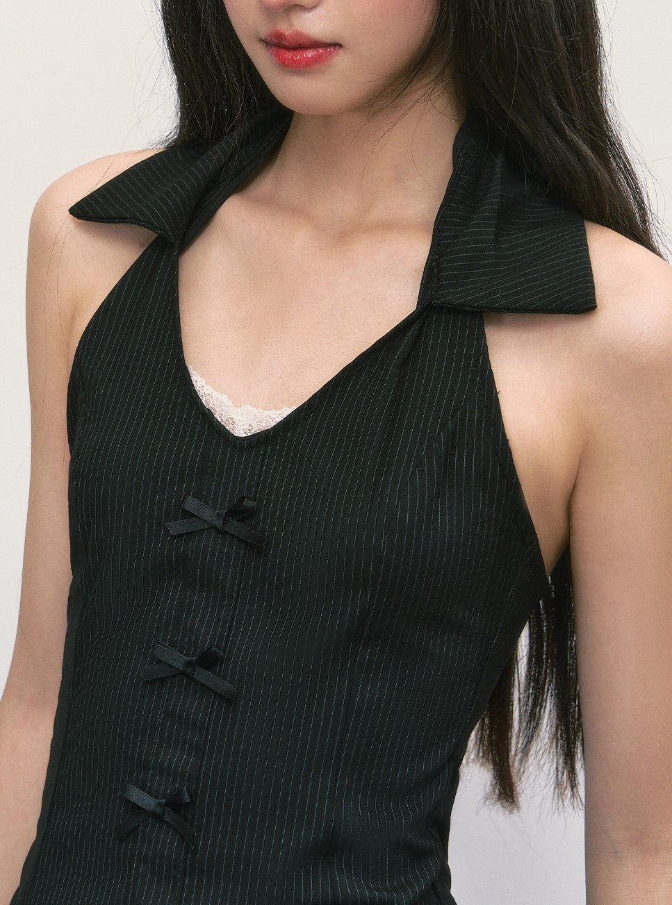 Bow Halter Neck Pleated Dress WEE0001