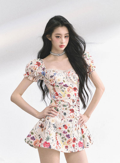 Lace Floral Slim Short Dress DIA0513