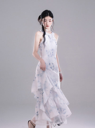 Layered Floral Irregular Dress COT0279