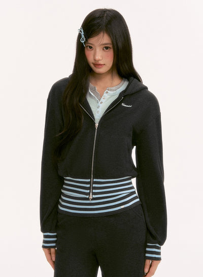 Color Block Striped Slim Fit Hooded Jacket WEE0128