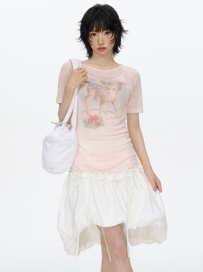 Deer Print Short-sleeved T-shirt NEC0208