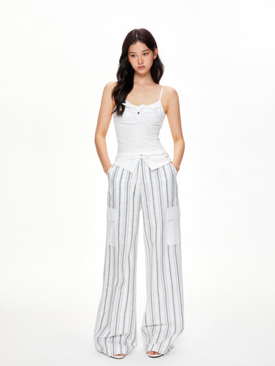 Striped Drawstring Loose Casual Pants APE0398