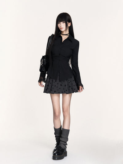 Striped Lace Long-sleeved Shirt VOC0454