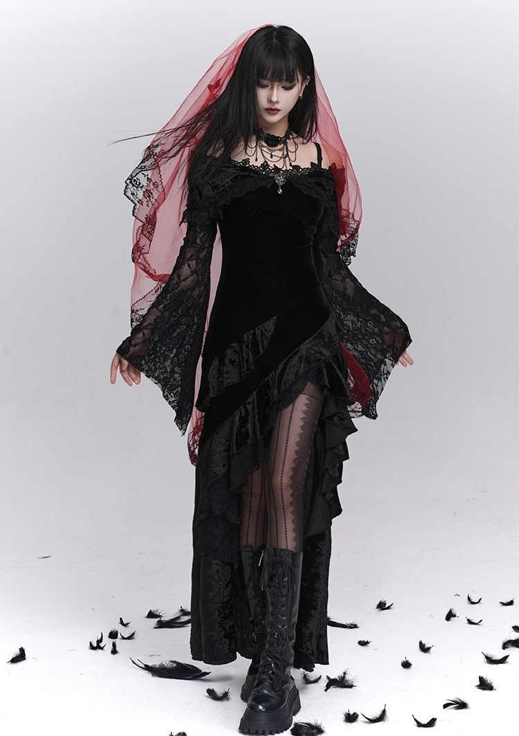 Lace Flared Sleeves Strap Dress LAD0239