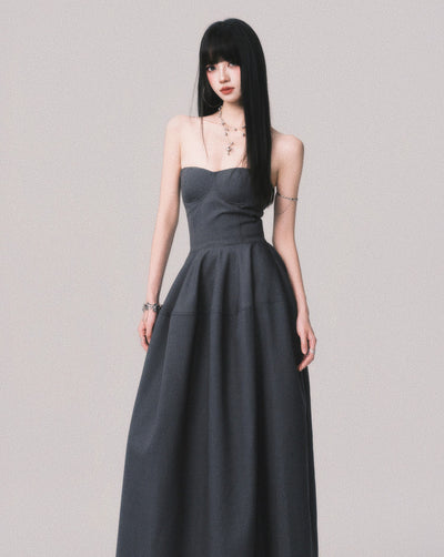 Slimming Puffy Long Tube Top Dress LUL0162
