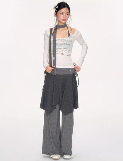 Love Lock Striped Irregular Skirt NEC0226