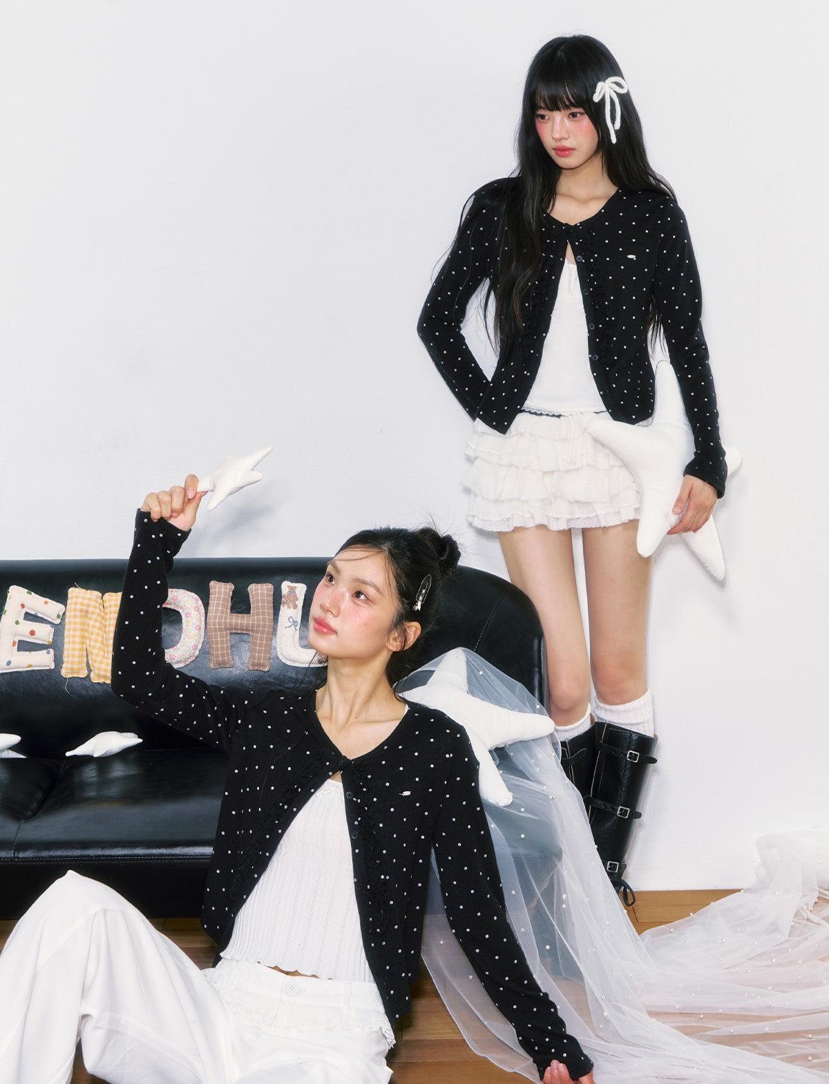 Black Polka Dot Thin Cardigan WEE0049