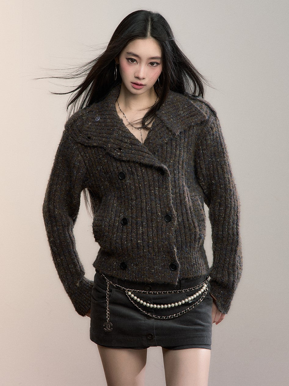 Yarn High-Neck Knit Cardigan VIA0357