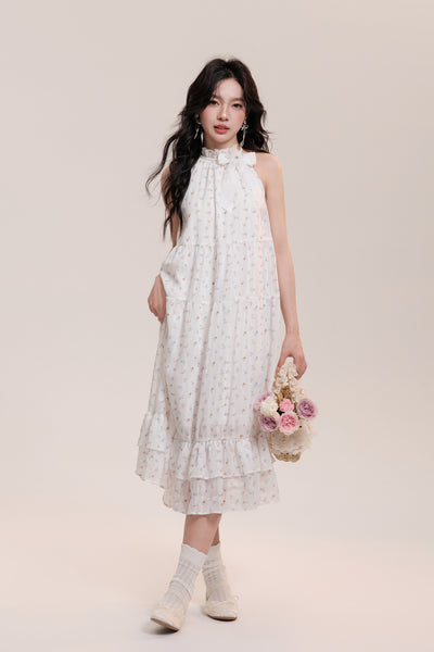 Moonlight Song Floral Bow Long Dress AOO0001