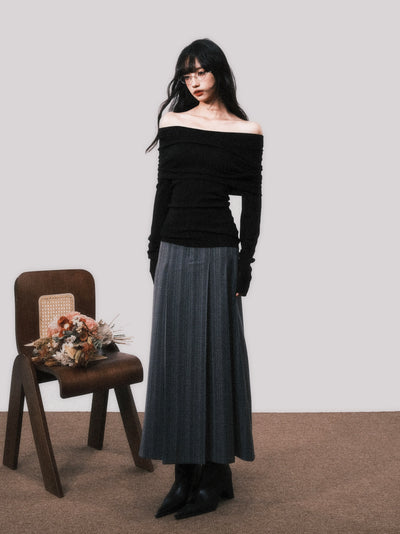 Lazy One Shoulder Slim Knitted Sweater LUL0111