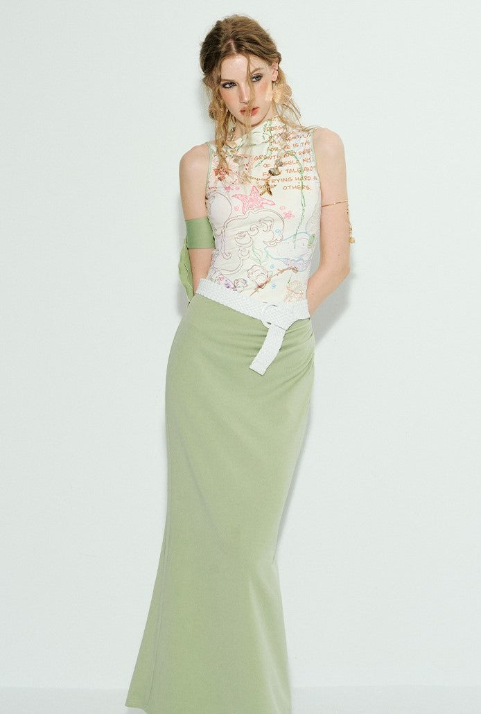 Asymmetric Sleeveless Printed Dress OFA0248