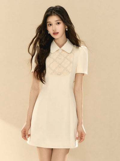 Lace Puff Sleeve A-line Dress OSH0132