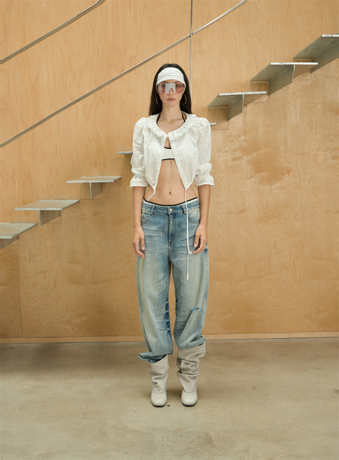 Gradient Washed Design Ripped Jeans CUR0243