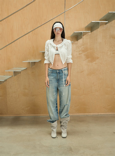 Gradient Washed Design Ripped Jeans CUR0243