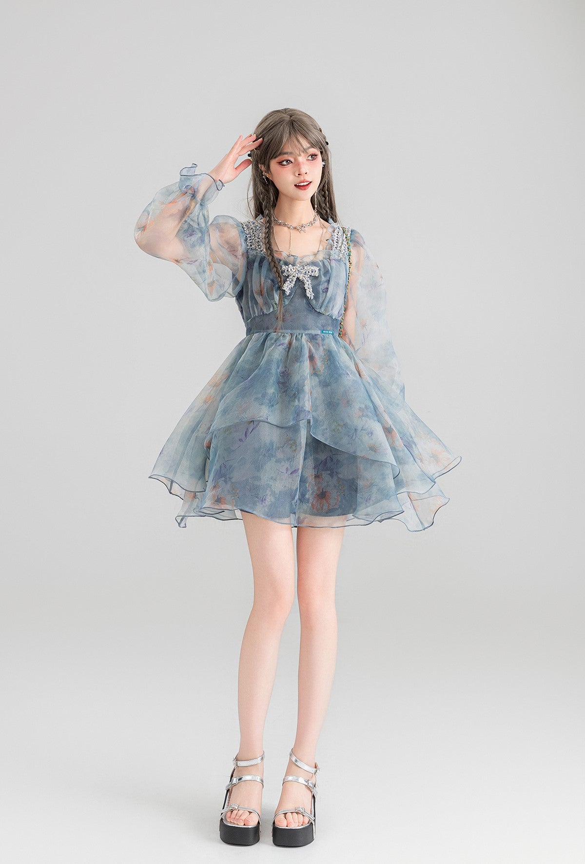 Floral Short/Long Sleeve Fairy Puffy Princess Dress KEI0065