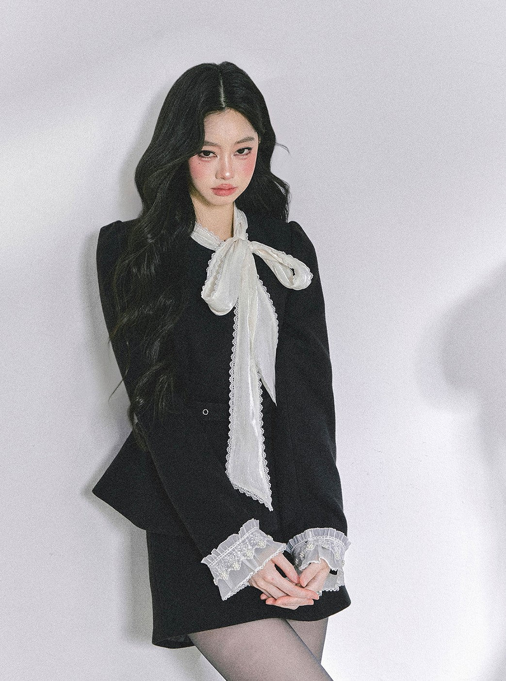 Black Jacket With Ribbon/Short Skirt DIA0592
