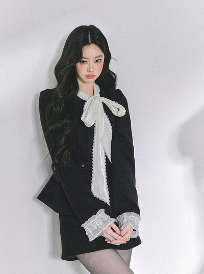 Black Jacket With Ribbon/Short Skirt DIA0592