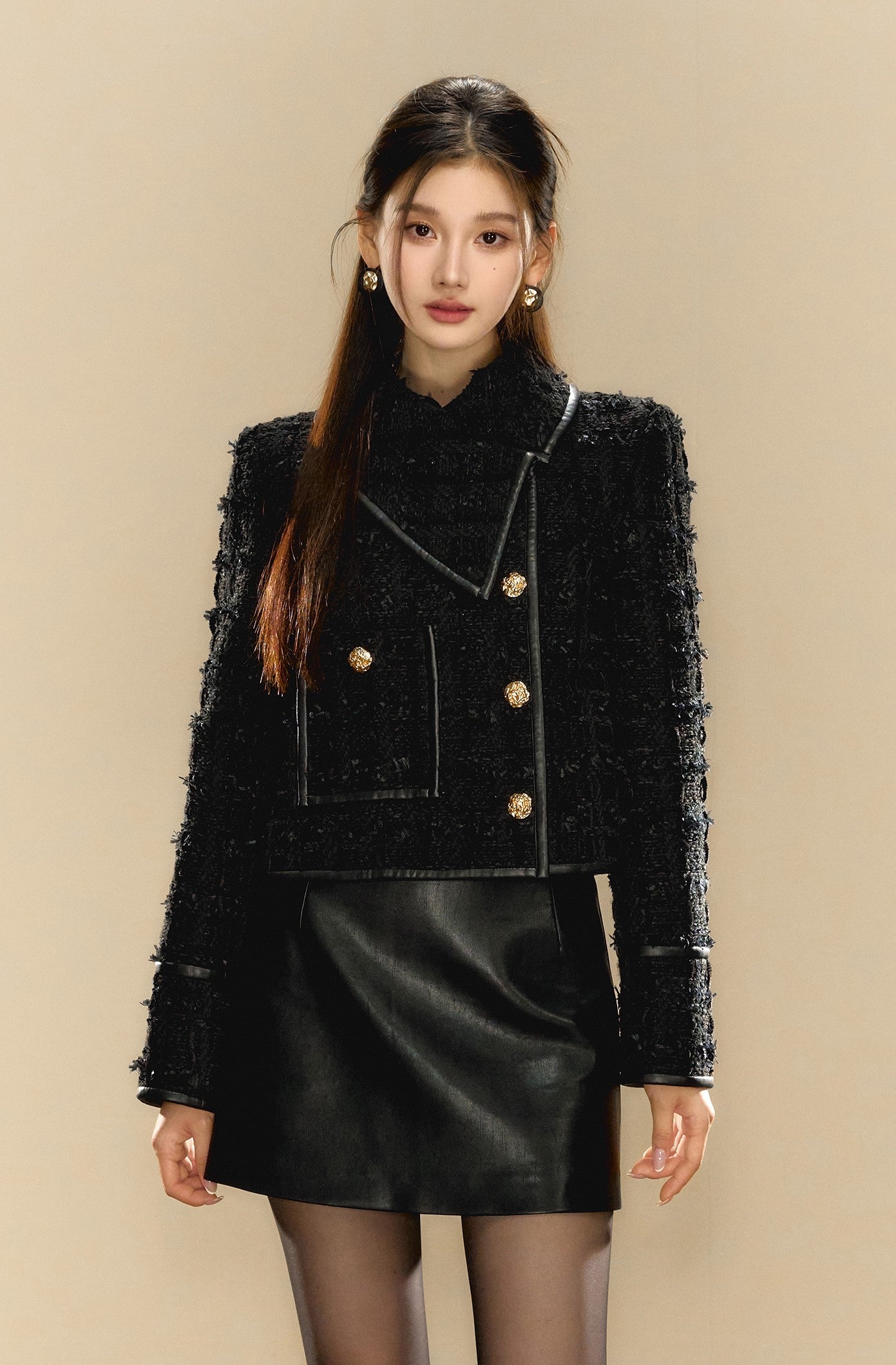 French Retro Luxurious Style High-end Black Jacket OSH0083