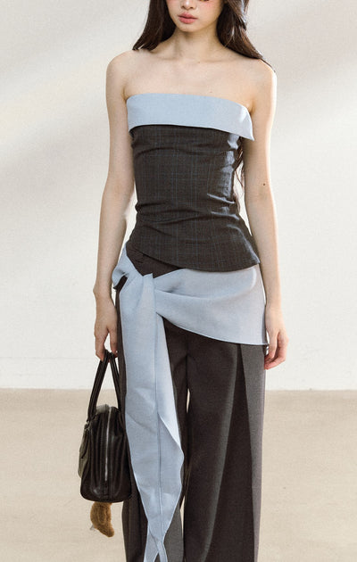 High-end Suit Contrast Color Tube Top/Pants SHI0204