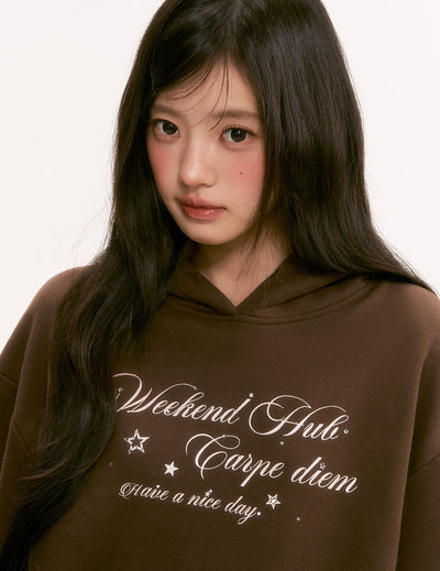 Retro Rhinestone Letter Hooded Sweatshirt WEE0121