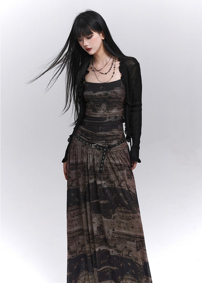Black and Brown Suspender Dress LAD0210
