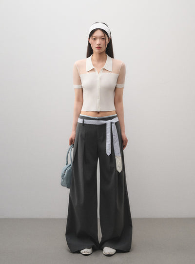 Low Waist Wide Leg Suit Pants LAL0166