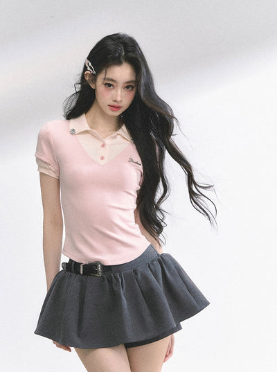Fake Two-piece Short-sleeved T-shirt DIA0500