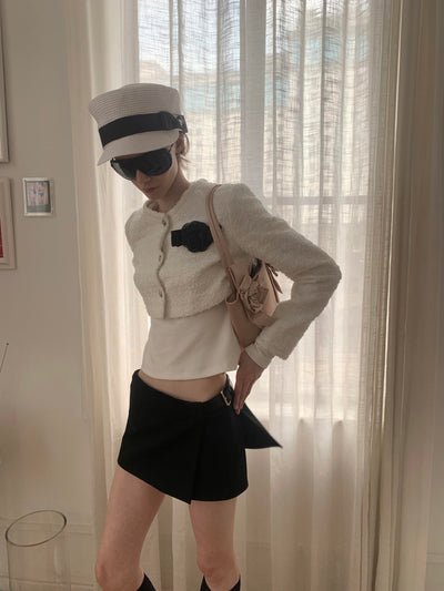 Tweed Decorated Floral Cropped Jacket AOA0037