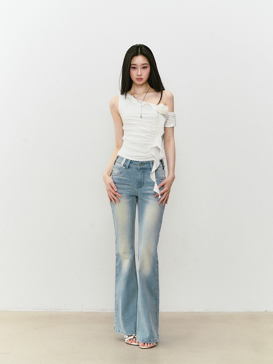Waist Slim Retro Flared Jeans VIA0329