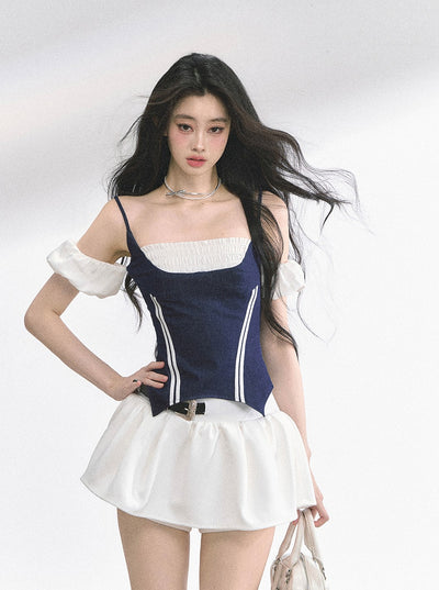 Fake Two-piece Suspender Shirt DIA0502