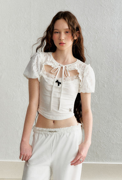 Lace Short Shawl/Lace Collar Camisole AYF0052