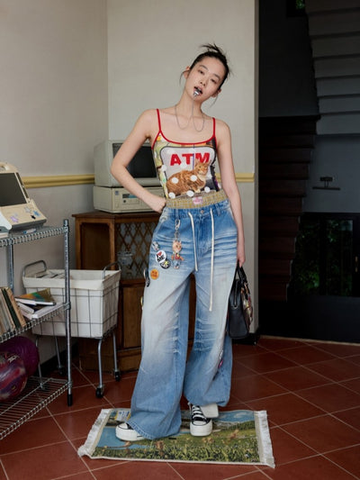 Blue Badge Wide-leg Jeans JIN0040