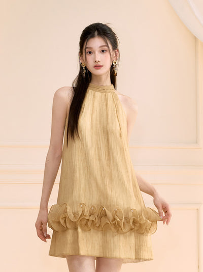Honey Yellow Ruffle Short Dress OSH0116