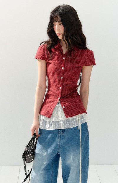 Red Short-sleeved Shirt SHI0146