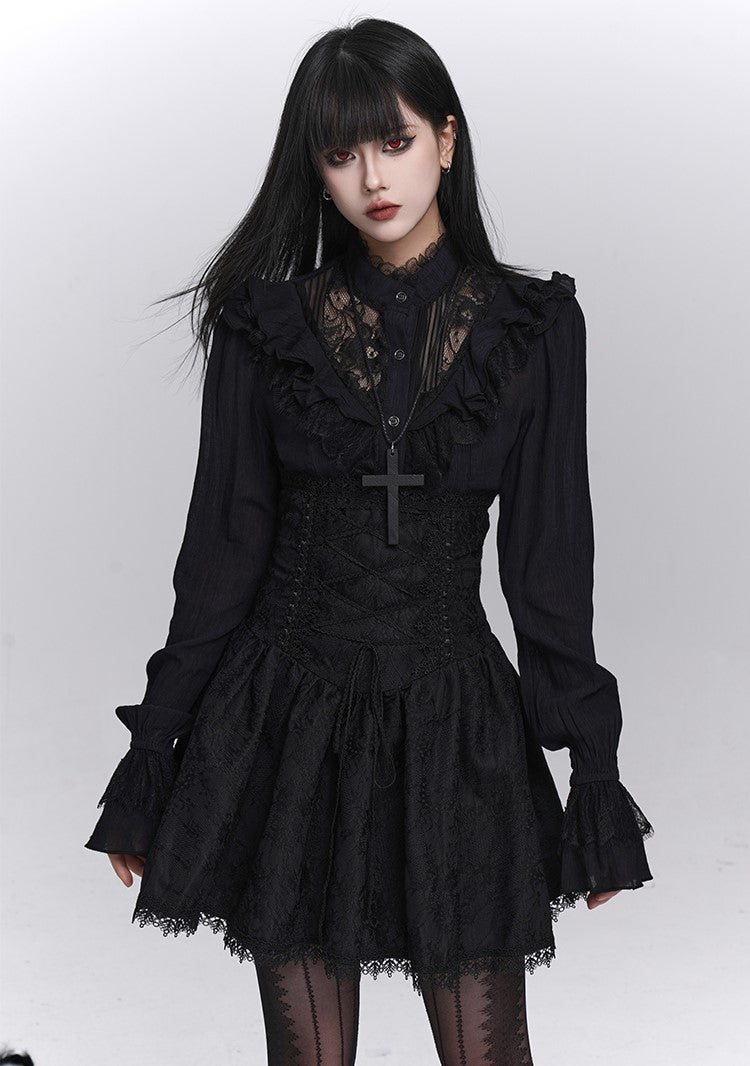 Black Lace High-Waisted Skirt LAD0243