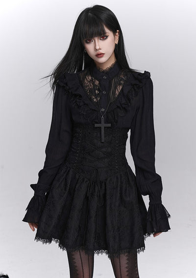 Black Lace High-Waisted Skirt LAD0243