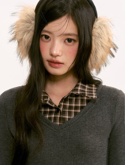 Preppy Style Knitted Plaid Patchwork Dress WEE0124