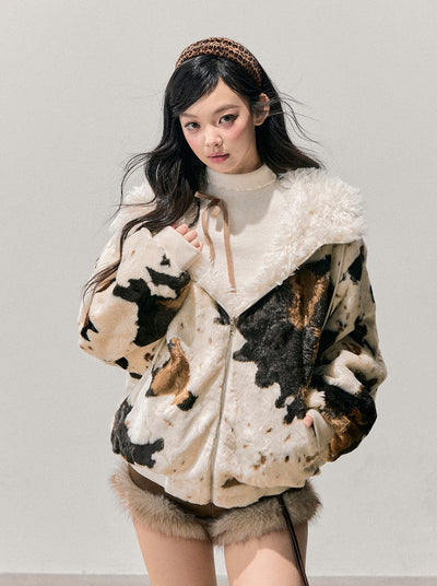 Marble Color Fur Coat DIA0749