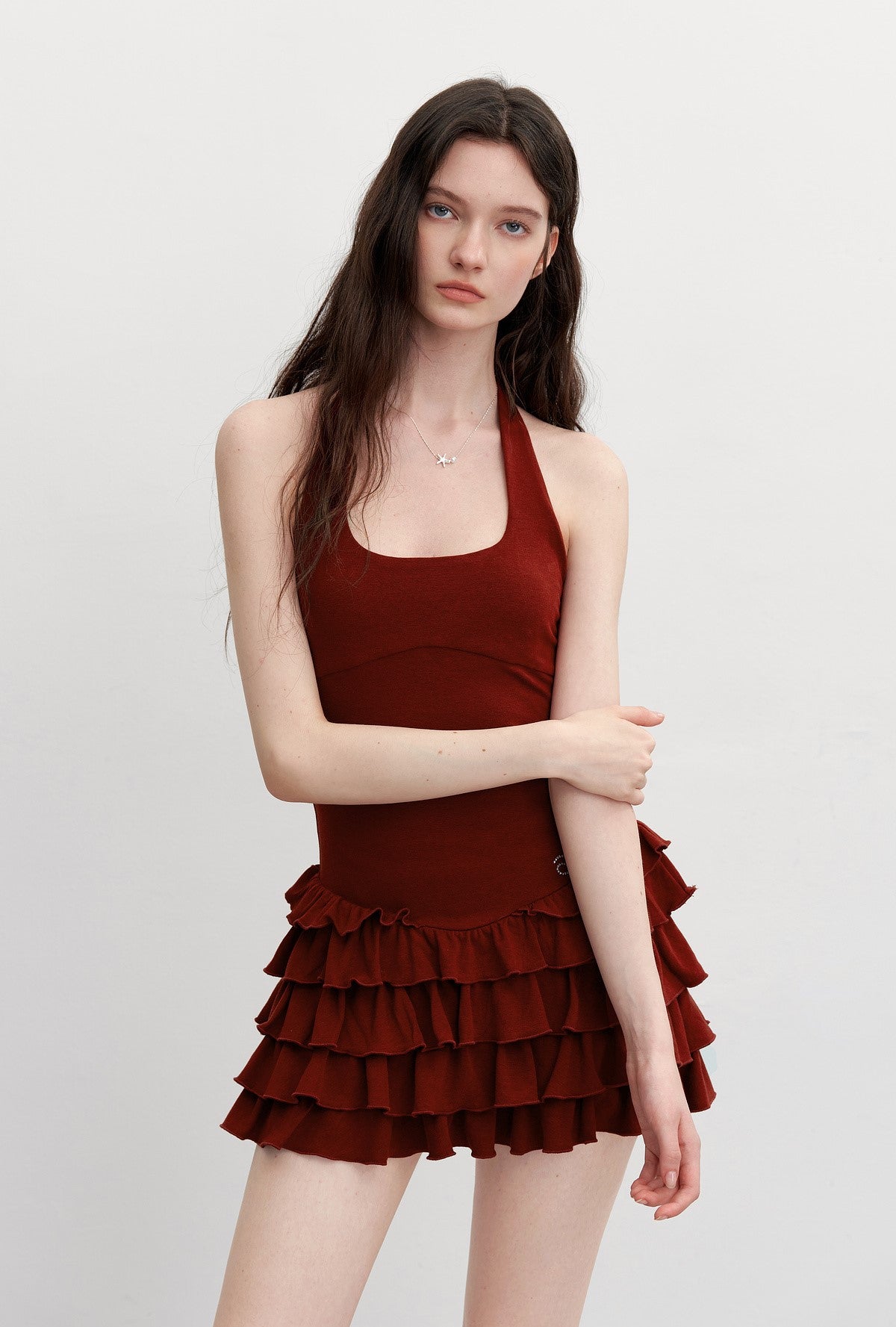 Halter Neck Splicing Cake Dress AYF0094