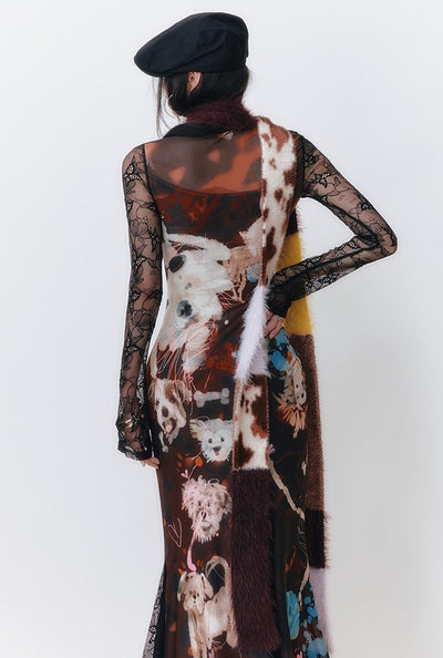 Contrast Color Long Scarf OFA0284