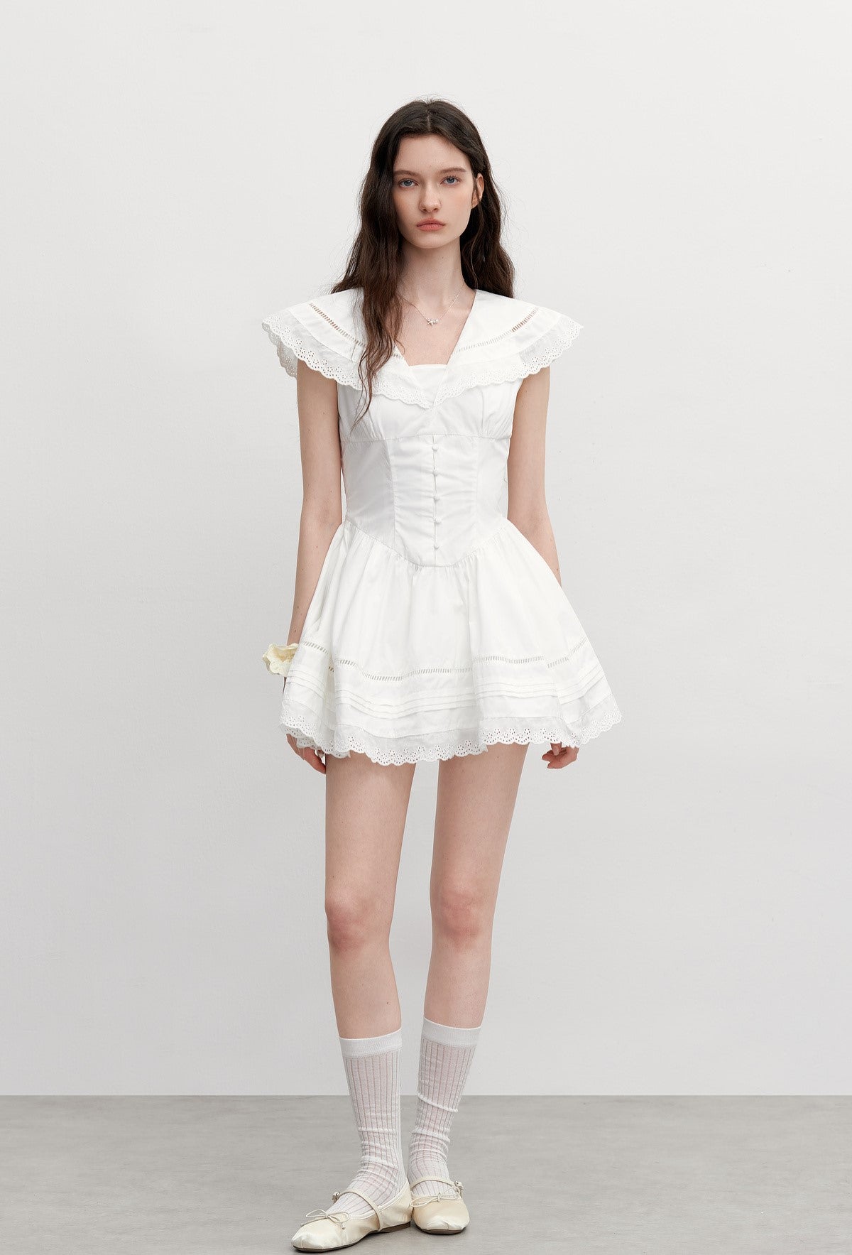 Retro Lace Large Collar Dress AYF0100