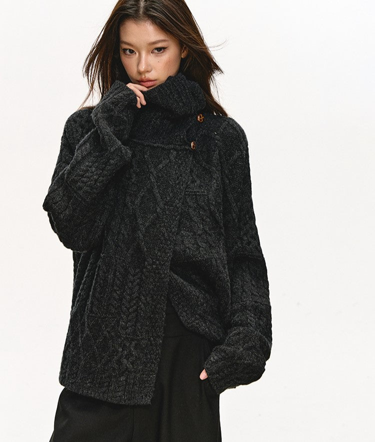 High-Neck Relaxed Design Unique Sweater ANA0083