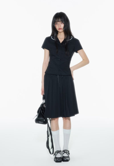 Black Lace Doll Collar Shirt ONT0017