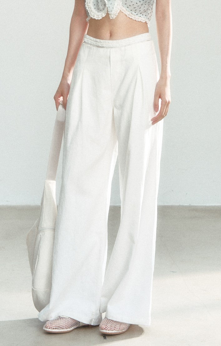 White Straight Casual Loose Pants SHI0163