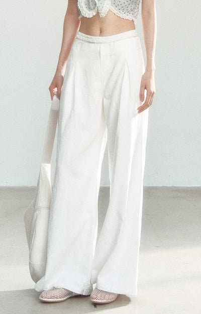 White Straight Casual Loose Pants SHI0163