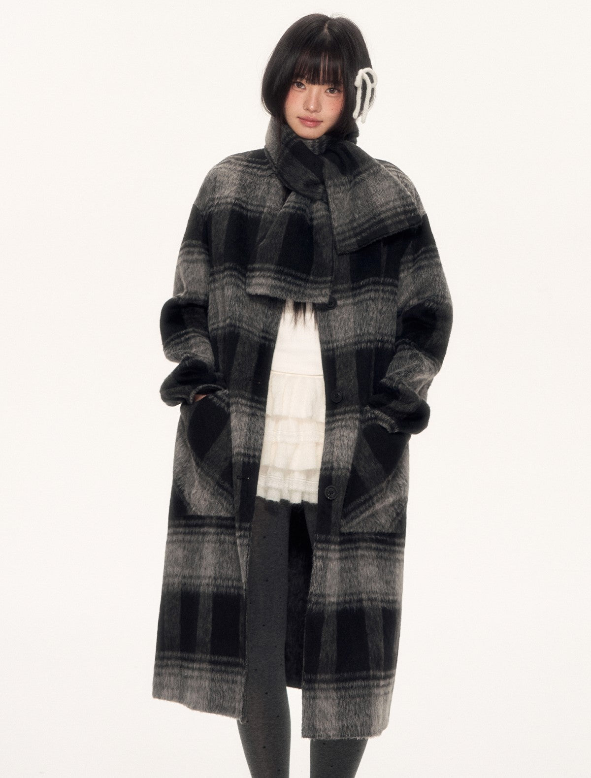 High-End Plaid Long Wool Coat WEE0092