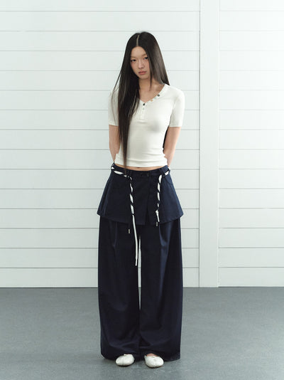 Wide-leg Fake two-piece Skirt Pants LAL0205