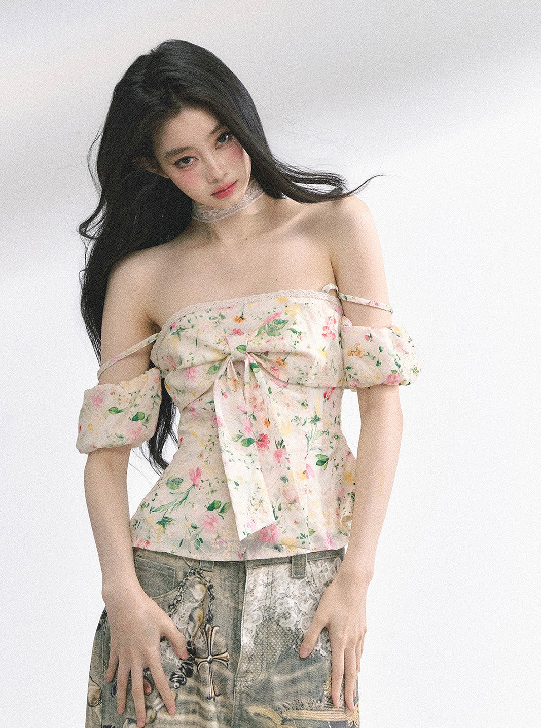 Short-sleeved Floral Slim Shirt DIA0486
