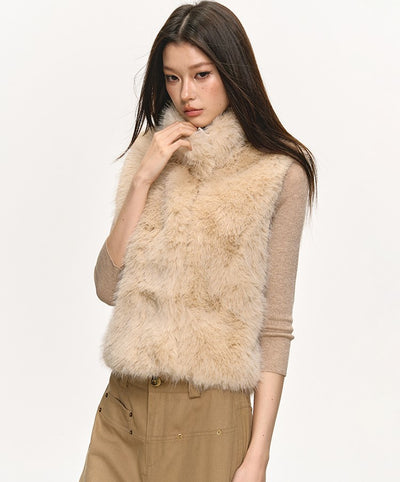 Faux Fur Short Turtleneck Vest Jacket ANA0075